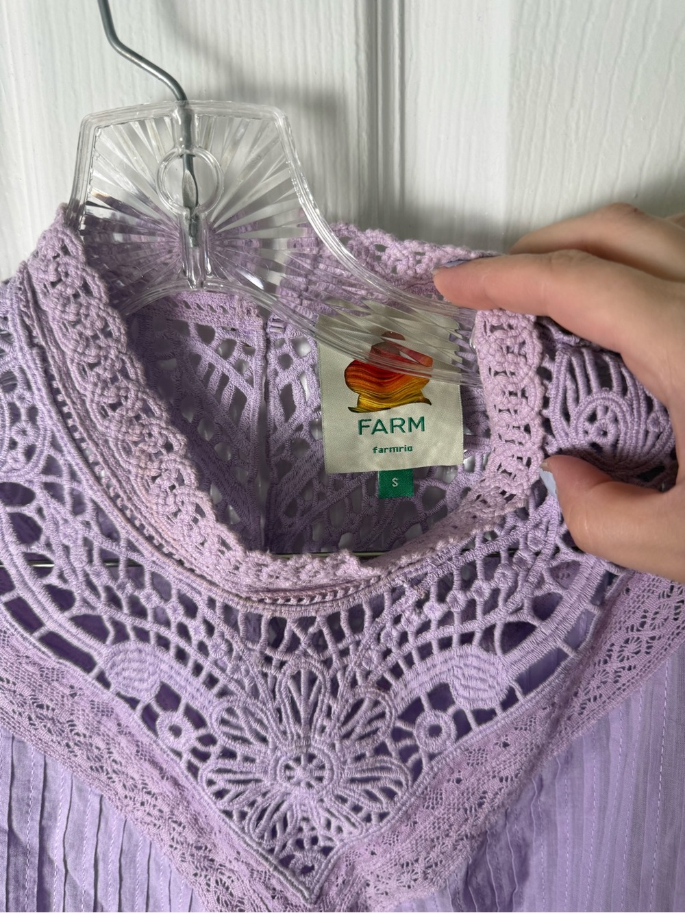 Farm Rio Lilac Lace Ruffled Blouse S - Picture 8 of 8